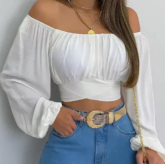 2023 Women's Off Shoulder Printed Blouses